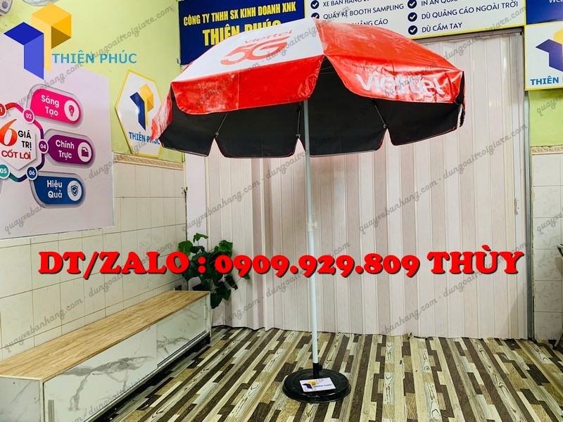 dù tròn đứng in logo viettel