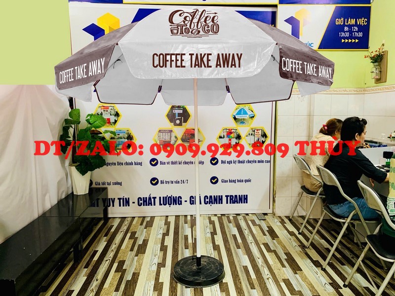 Xưởng in dù ngoài trời cà phê có logo